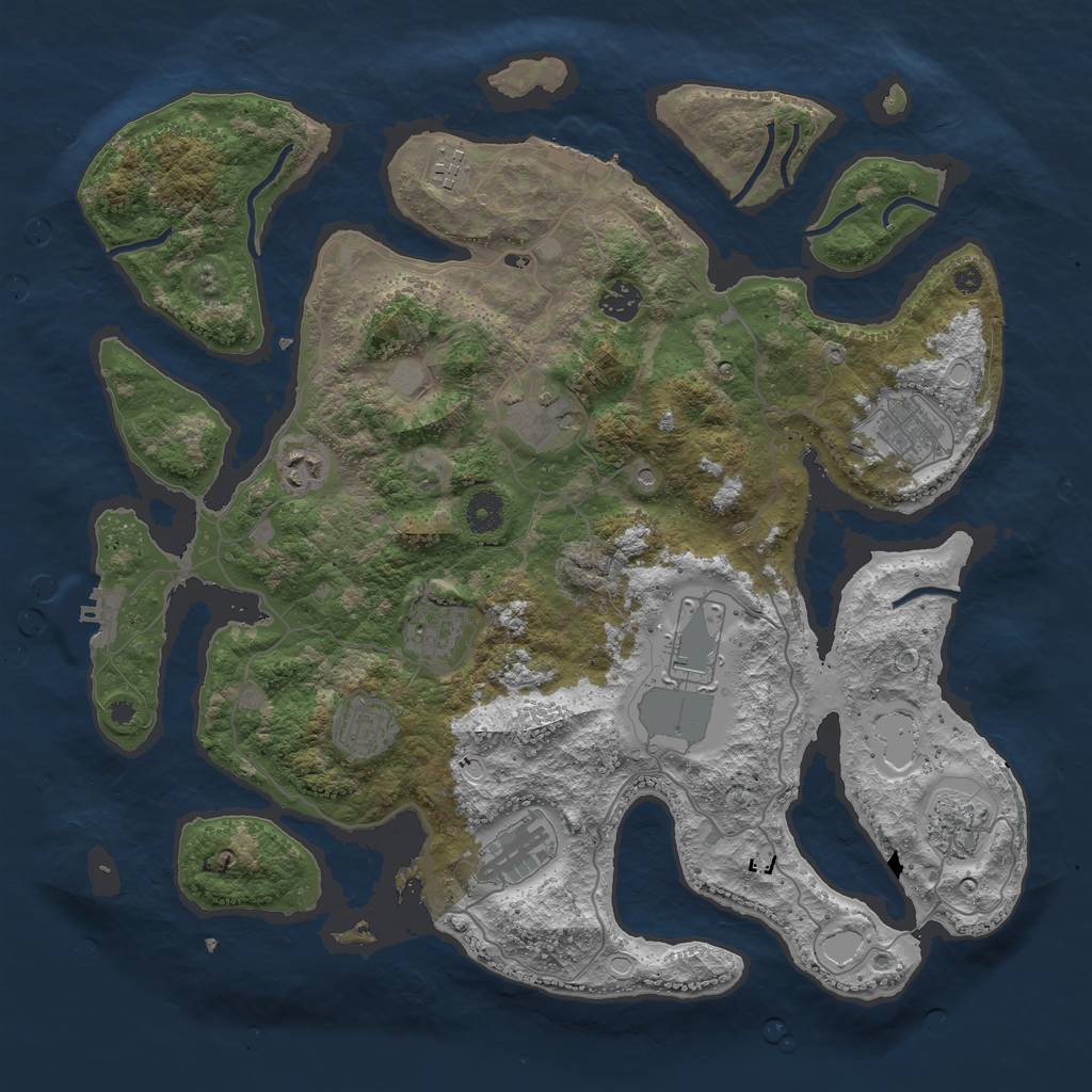 Rust Map: Procedural Map, Size: 4050, Seed: 1679239822, 18 Monuments