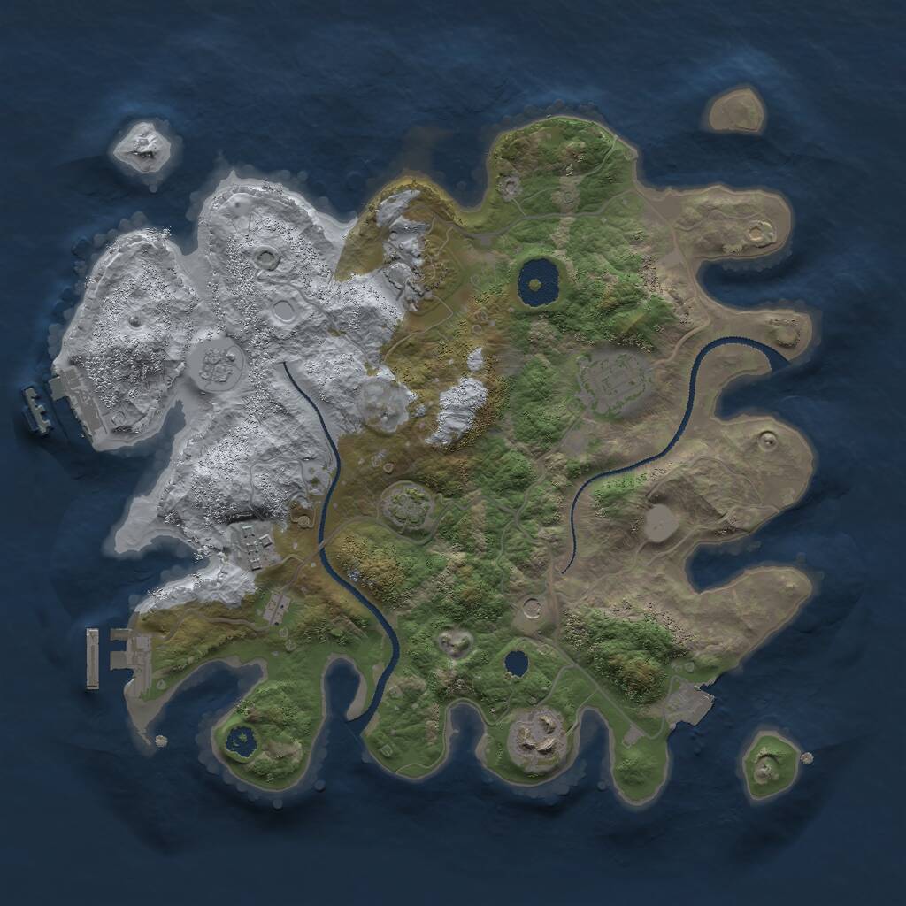 Rust Map: Procedural Map, Size: 3000, Seed: 787424, 10 Monuments