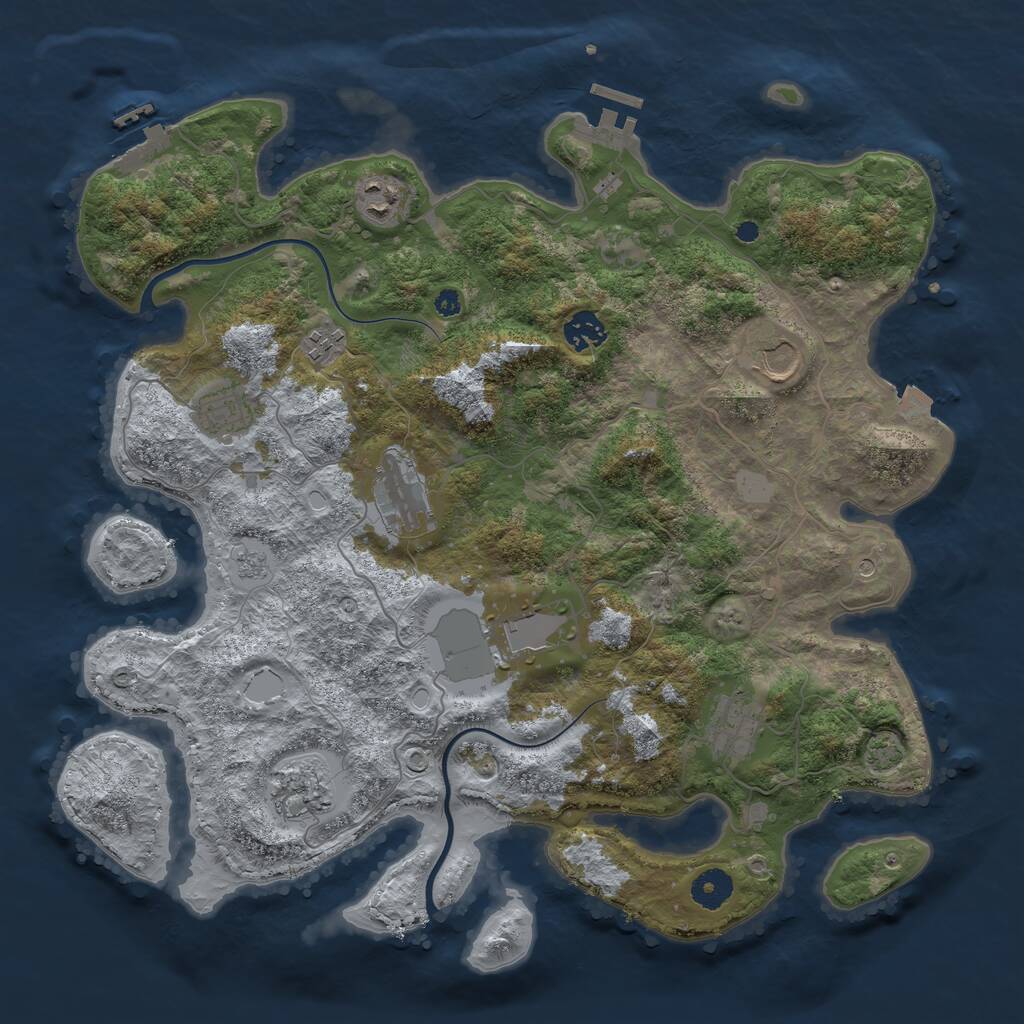 Rust Map: Procedural Map, Size: 3850, Seed: 1893440188, 15 Monuments