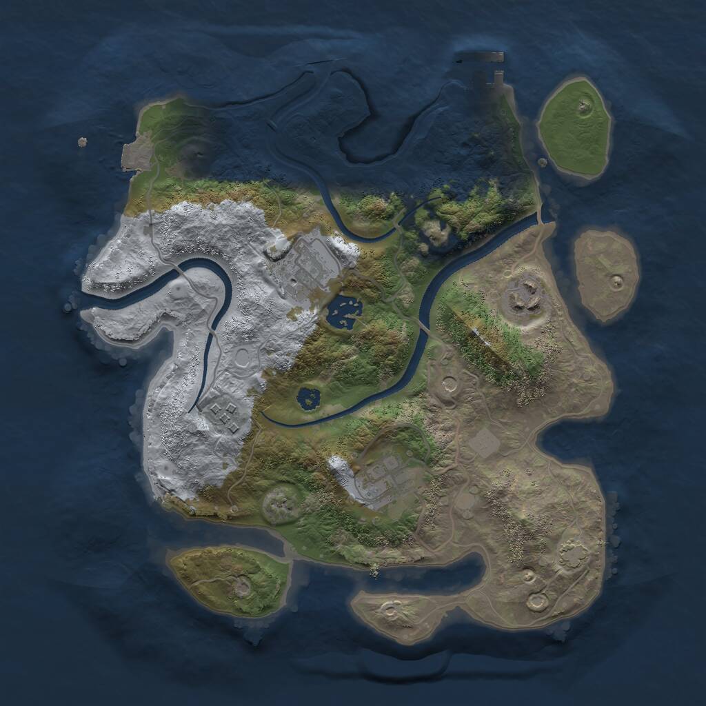 Rust Map: Procedural Map, Size: 3000, Seed: 243000067, 9 Monuments