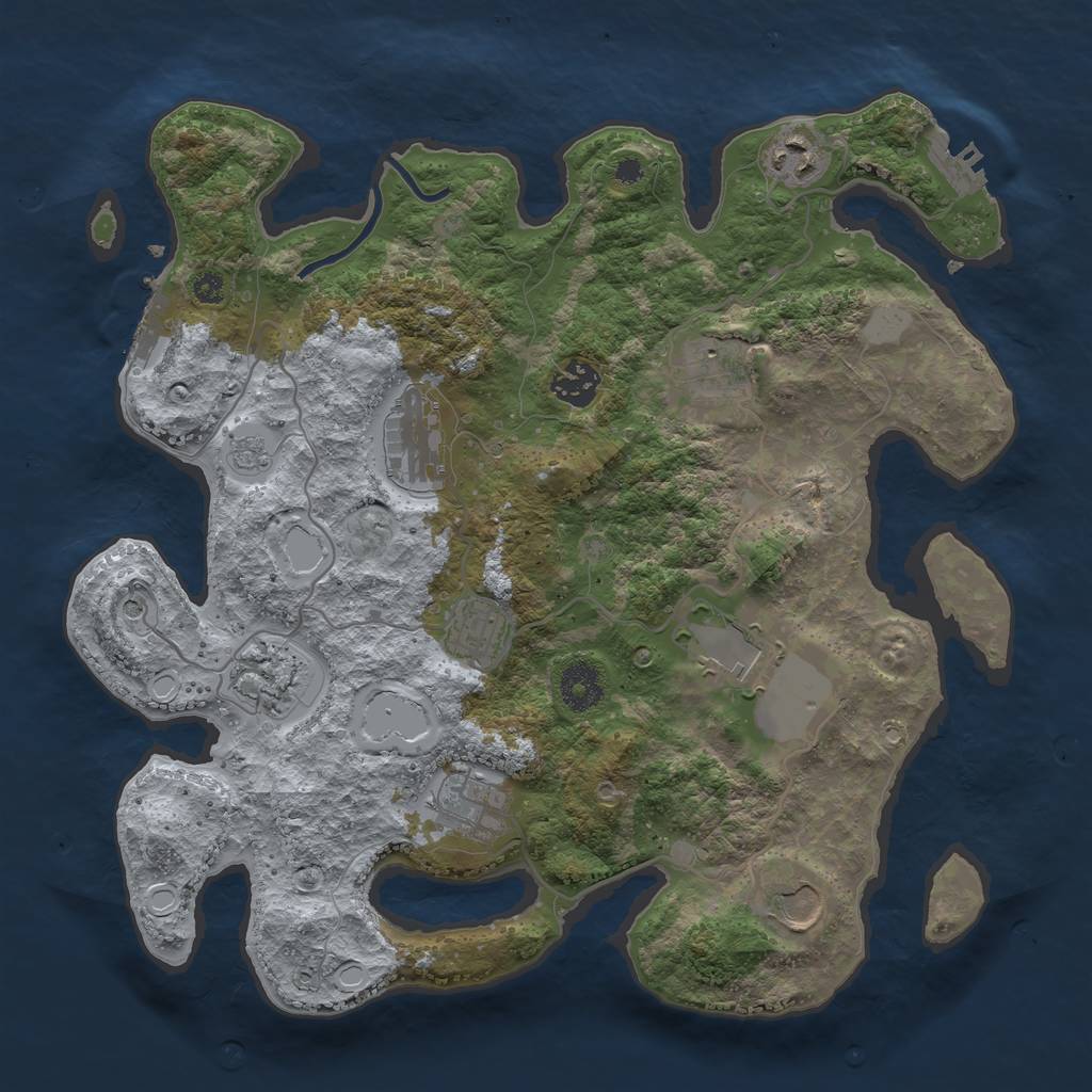 Rust Map: Procedural Map, Size: 3500, Seed: 988513057, 16 Monuments