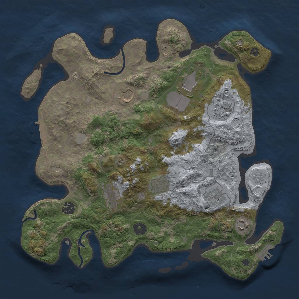 Rust Map: Procedural Map, Size: 3500, Seed: 388255, 15 Monuments