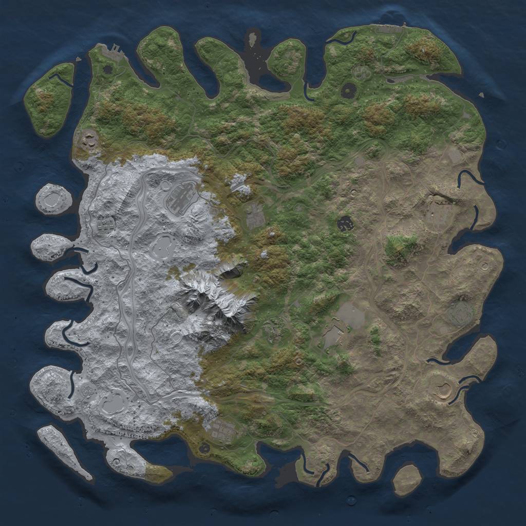 Rust Map: Procedural Map, Size: 5000, Seed: 80800, 18 Monuments