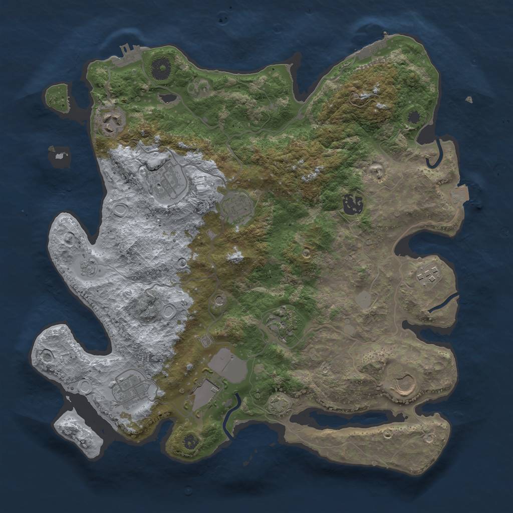 Rust Map: Procedural Map, Size: 3600, Seed: 58568686, 17 Monuments