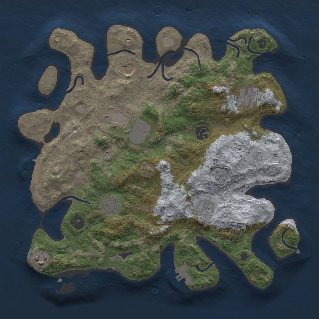 Rust Map: Procedural Map, Size: 3500, Seed: 1454722242, 15 Monuments