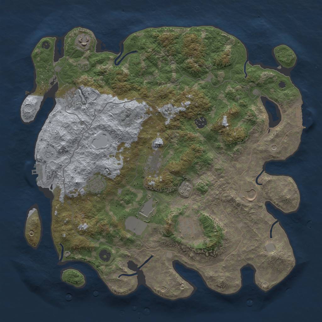 Rust Map: Procedural Map, Size: 4096, Seed: 2, 16 Monuments