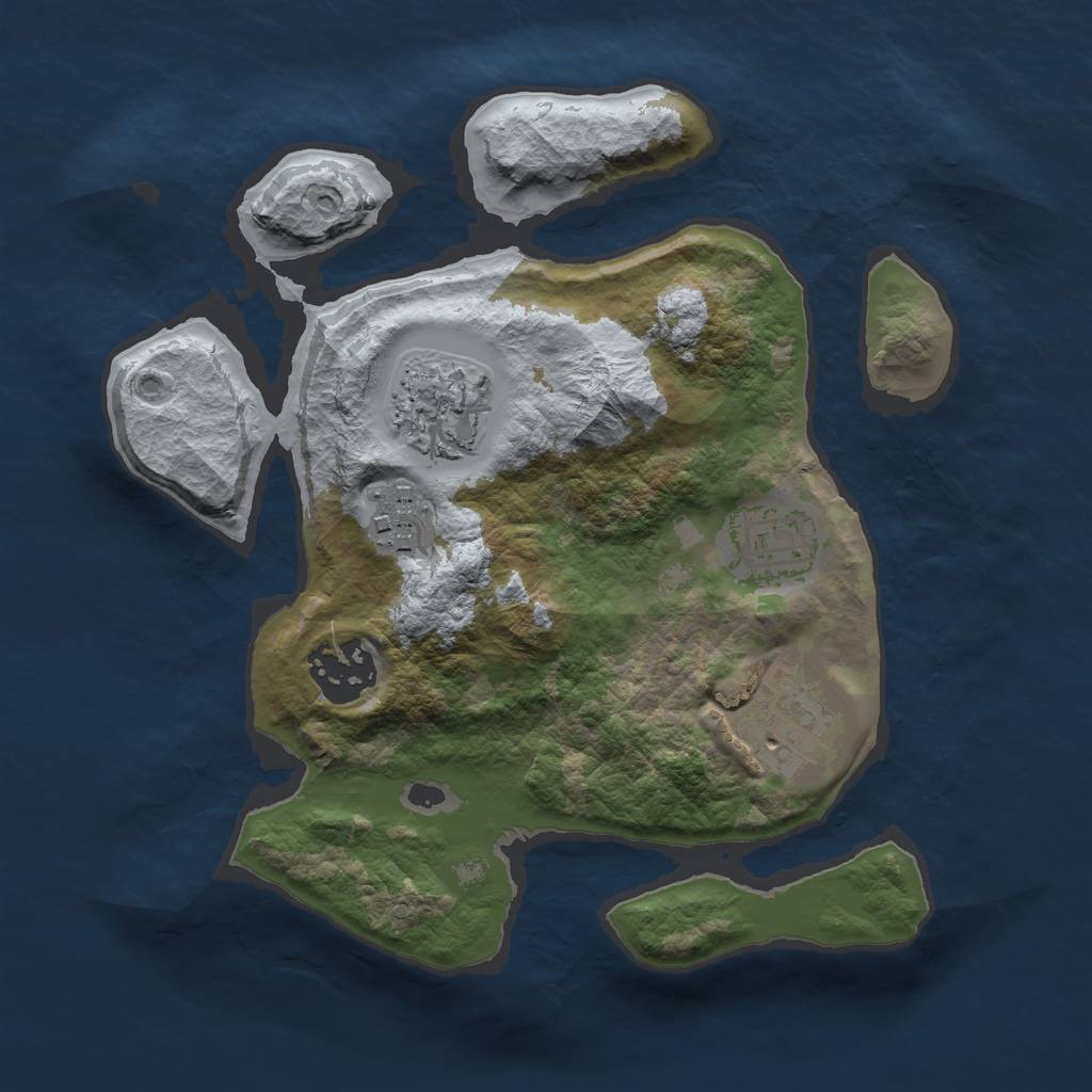 Rust Map: Barren, Size: 2500, Seed: 8477, 7 Monuments