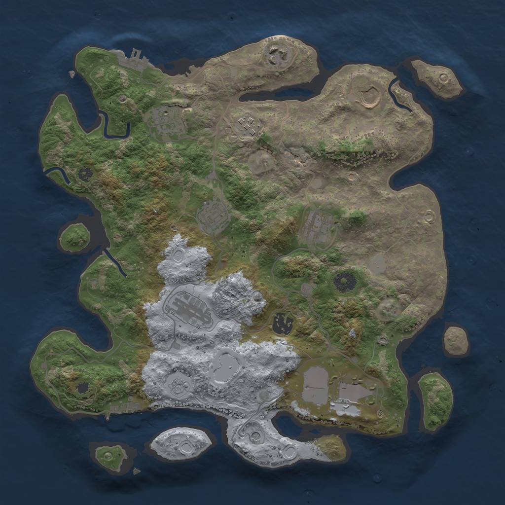 Rust Map: Procedural Map, Size: 3550, Seed: 97643, 16 Monuments