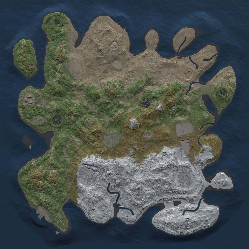 Rust Map: Procedural Map, Size: 3750, Seed: 281705139, 16 Monuments