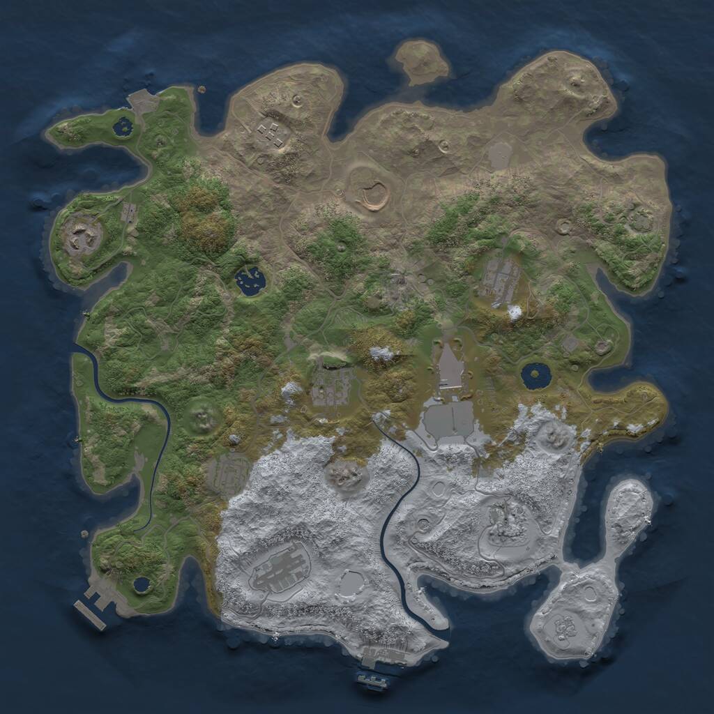 Rust Map: Procedural Map, Size: 3750, Seed: 1401835445, 16 Monuments