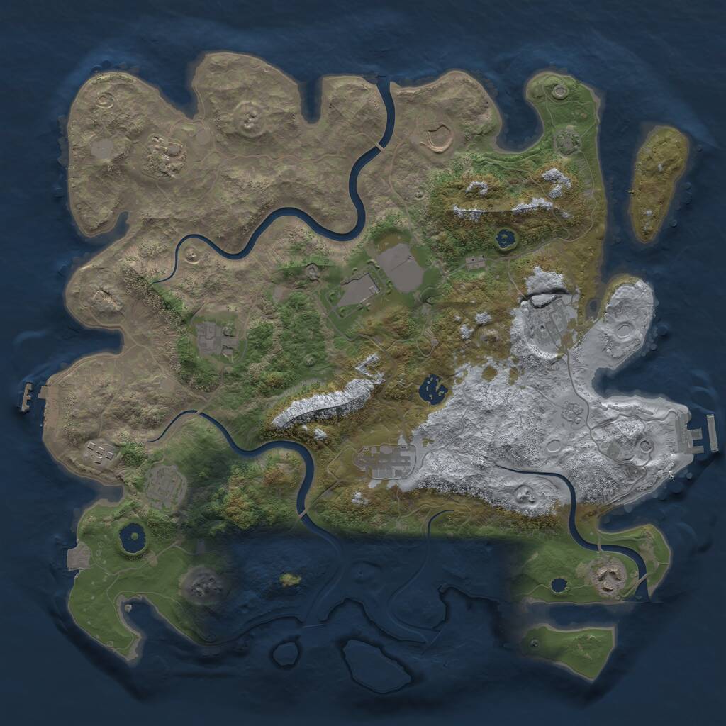 Rust Map: Procedural Map, Size: 3950, Seed: 1430697901, 16 Monuments