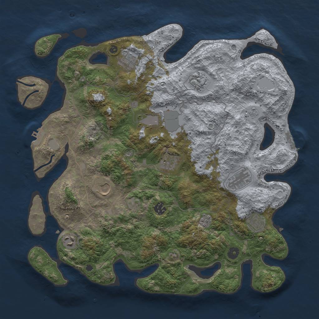 Rust Map: Procedural Map, Size: 4000, Seed: 754287, 17 Monuments