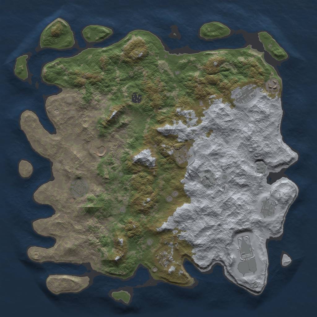 Rust Map: Barren, Size: 4500, Seed: 61911, 13 Monuments