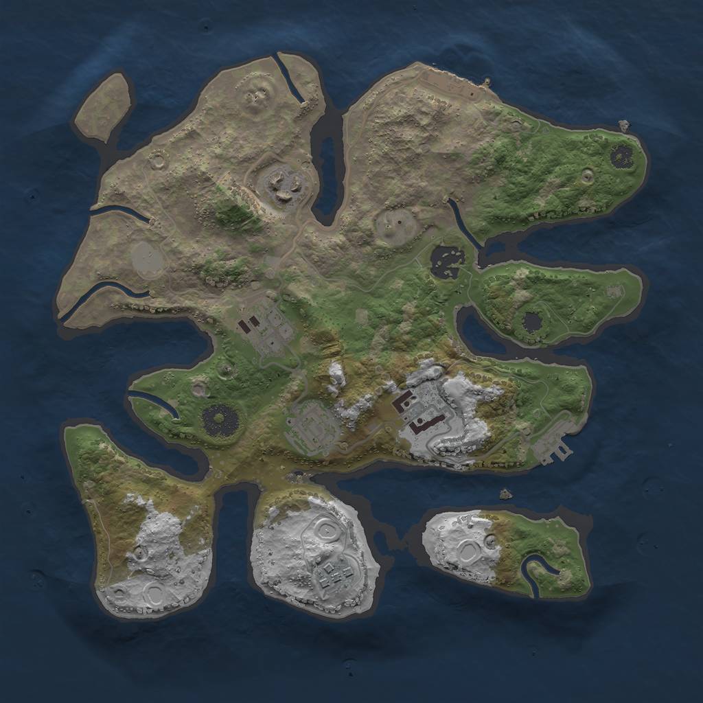 Rust Map: Procedural Map, Size: 3000, Seed: 3452, 13 Monuments