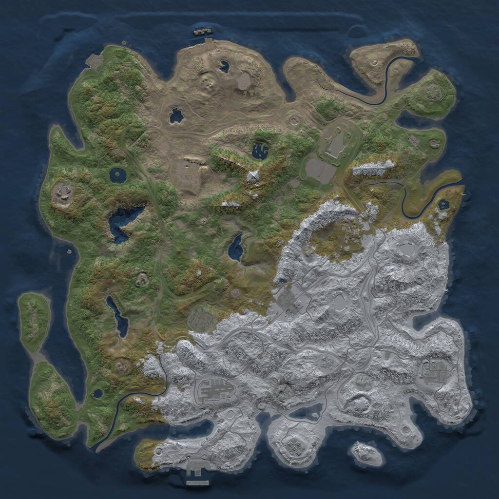 Rust Map: Procedural Map, Size: 4500, Seed: 23542, 16 Monuments