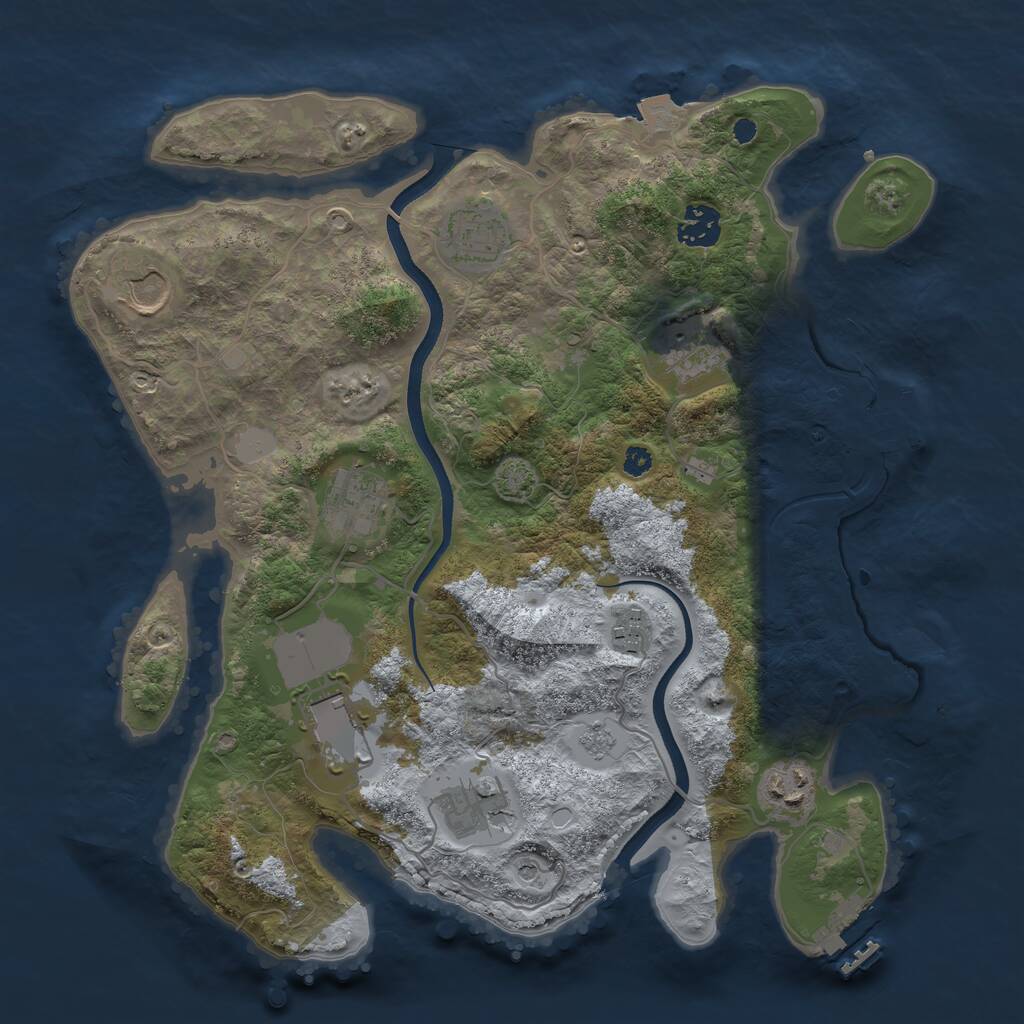 Rust Map: Procedural Map, Size: 3500, Seed: 47265, 15 Monuments