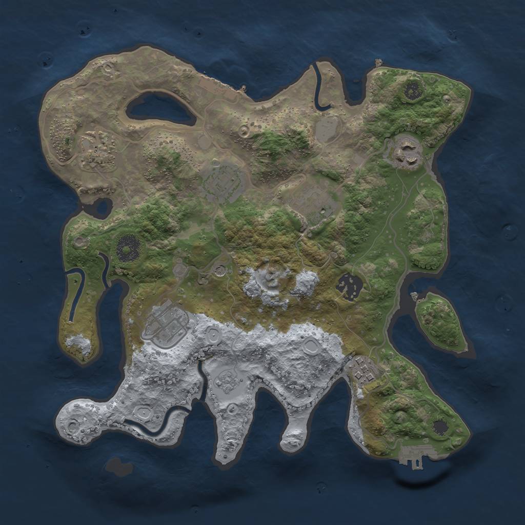 Rust Map: Procedural Map, Size: 3000, Seed: 255699, 14 Monuments