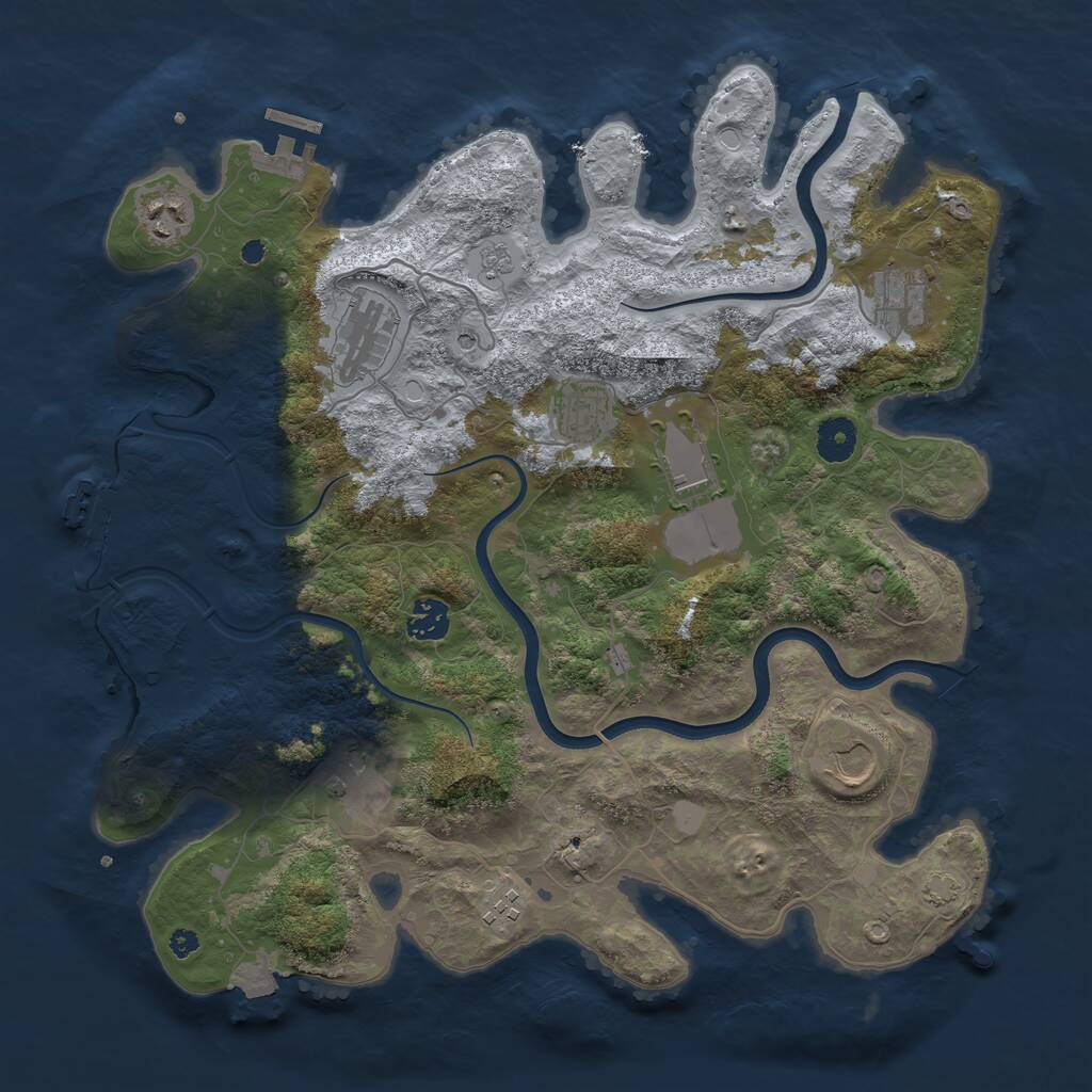 Rust Map: Procedural Map, Size: 3800, Seed: 1699023333, 15 Monuments