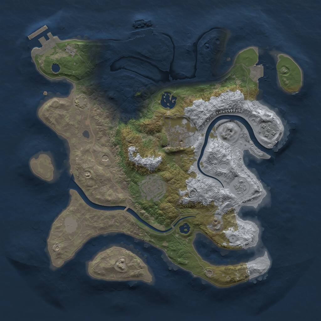 Rust Map: Procedural Map, Size: 3000, Seed: 219742, 10 Monuments