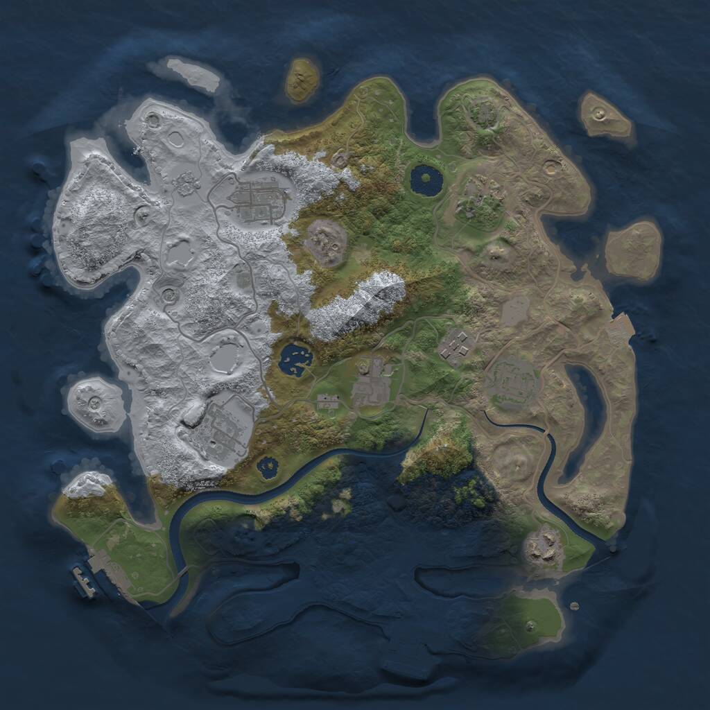 Rust Map: Procedural Map, Size: 3300, Seed: 8736454, 14 Monuments