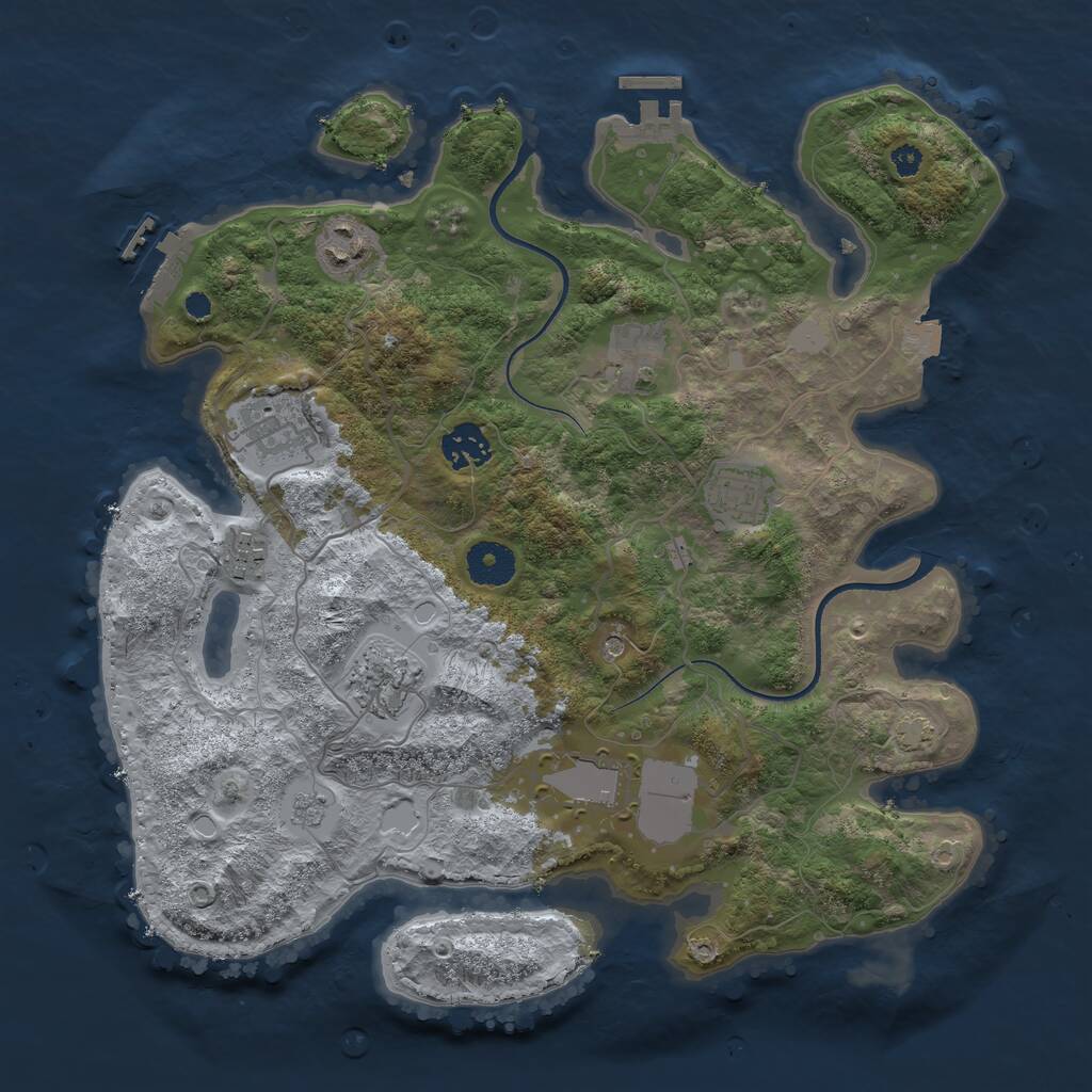 Rust Map: Procedural Map, Size: 3500, Seed: 883308515, 14 Monuments