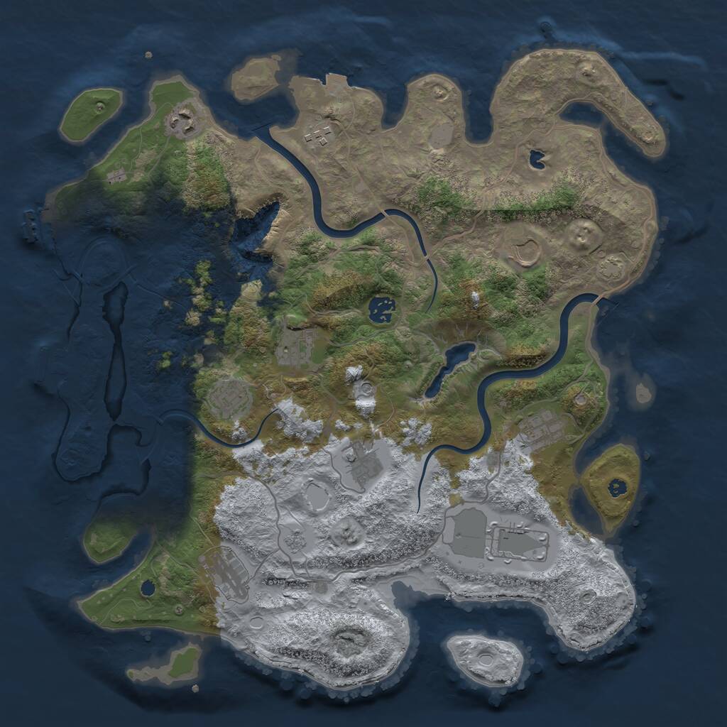 Rust Map: Procedural Map, Size: 4000, Seed: 36459237, 16 Monuments