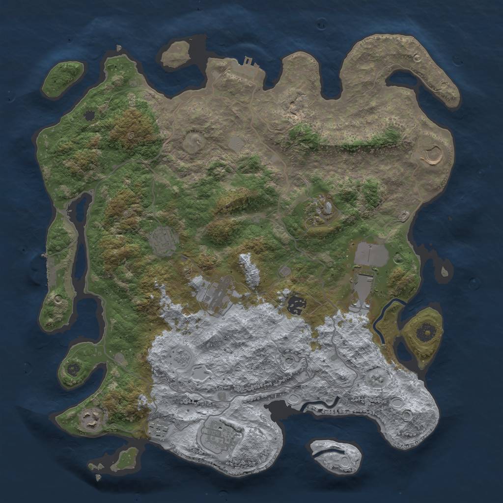 Rust Map: Procedural Map, Size: 4000, Seed: 36459237, 16 Monuments
