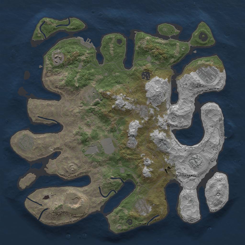 Rust Map: Procedural Map, Size: 4000, Seed: 329045824, 19 Monuments