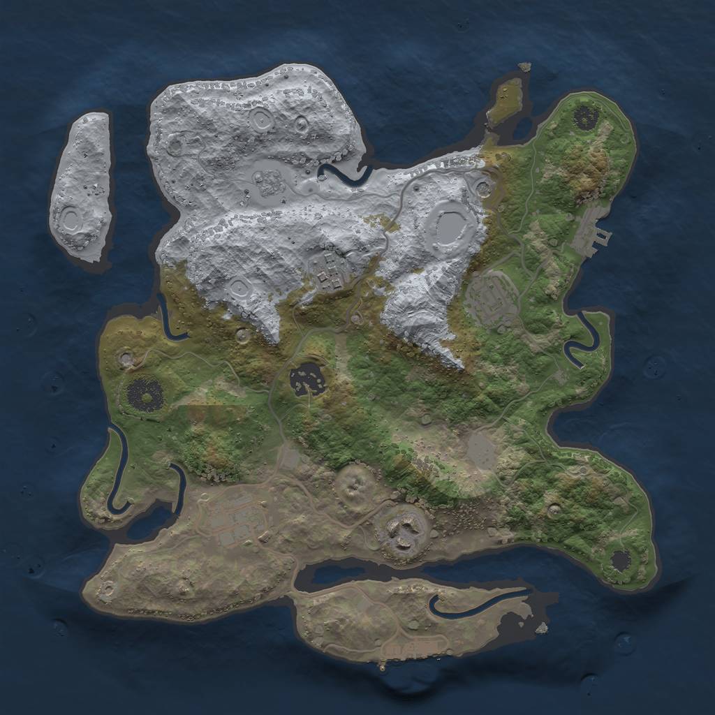 Rust Map: Procedural Map, Size: 3000, Seed: 1283846311, 12 Monuments