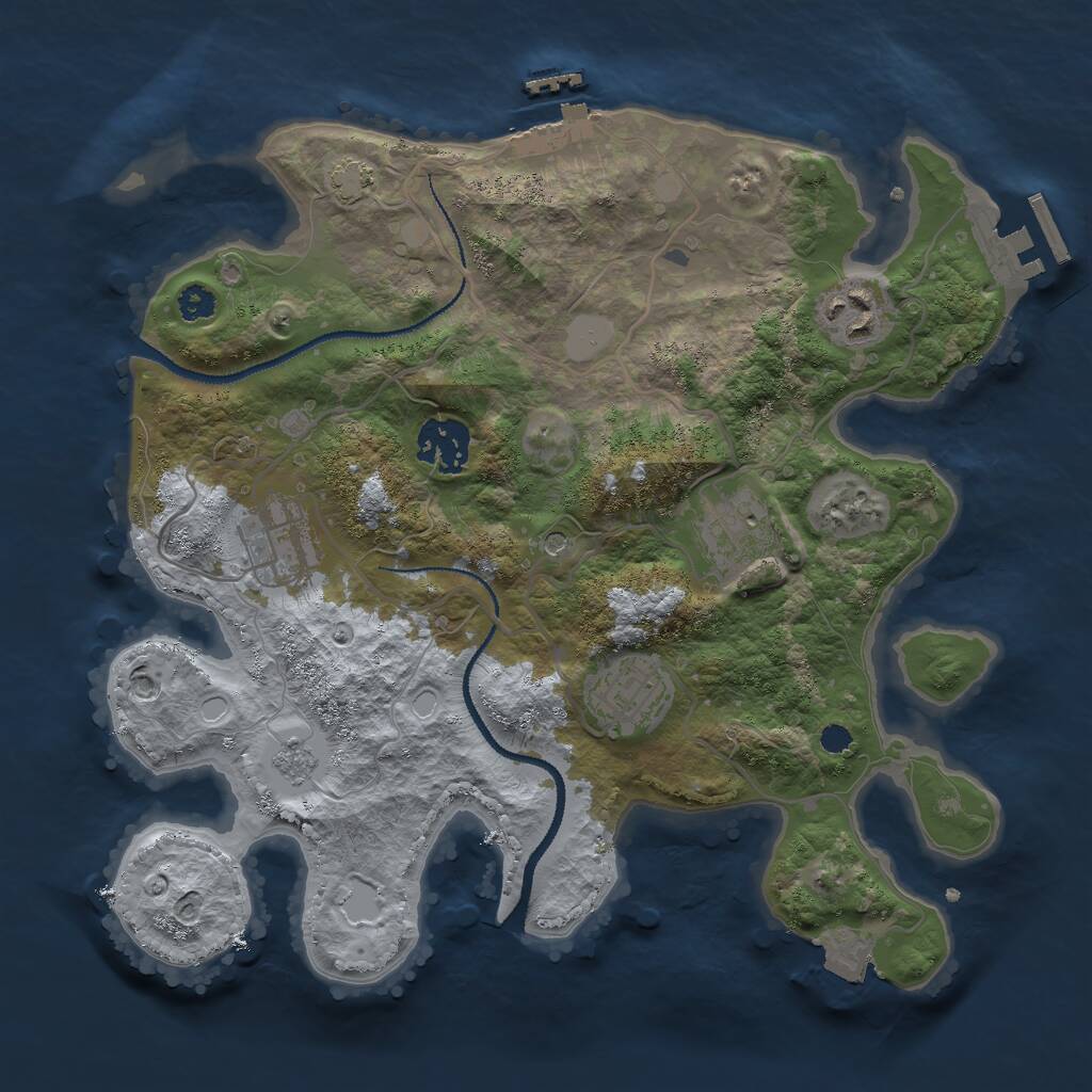 Rust Map: Procedural Map, Size: 3000, Seed: 872879, 11 Monuments