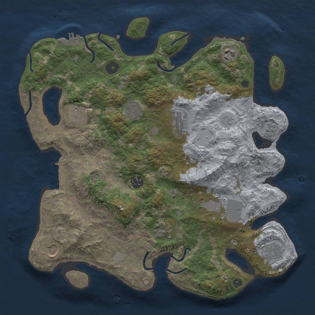 Rust Map: Procedural Map, Size: 3700, Seed: 344782660, 17 Monuments