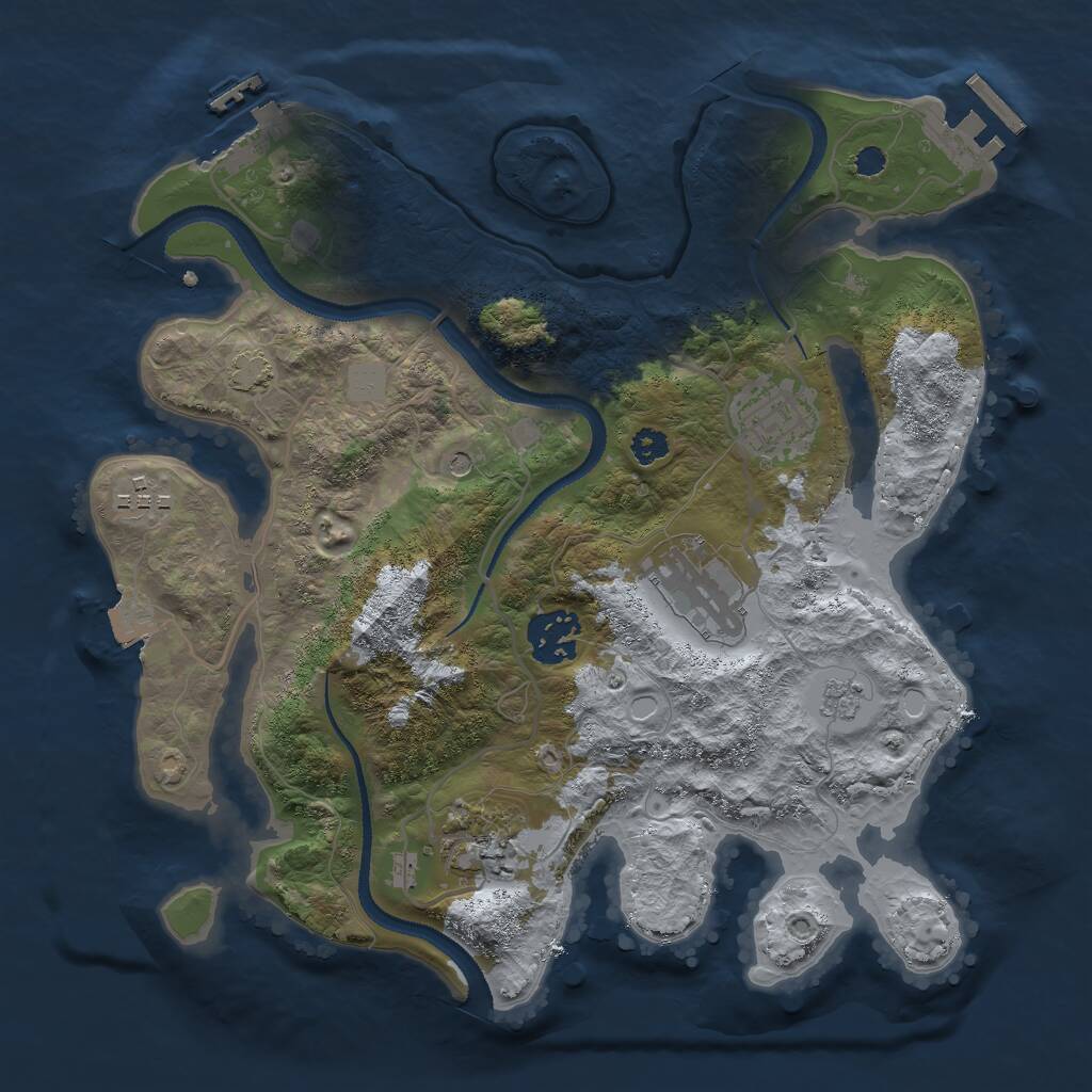 Rust Map: Procedural Map, Size: 3000, Seed: 459785, 11 Monuments