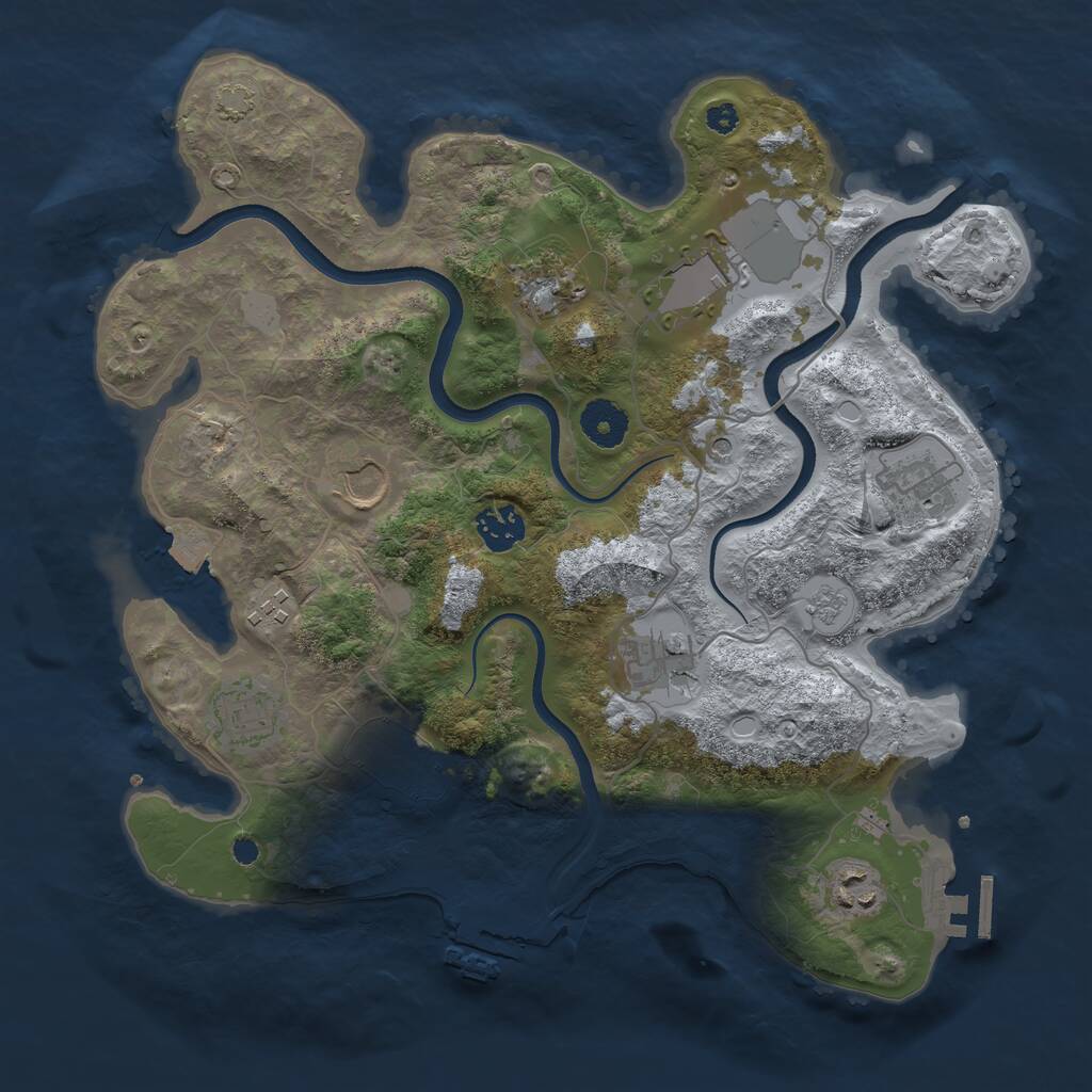 Rust Map: Procedural Map, Size: 3500, Seed: 1624998, 16 Monuments