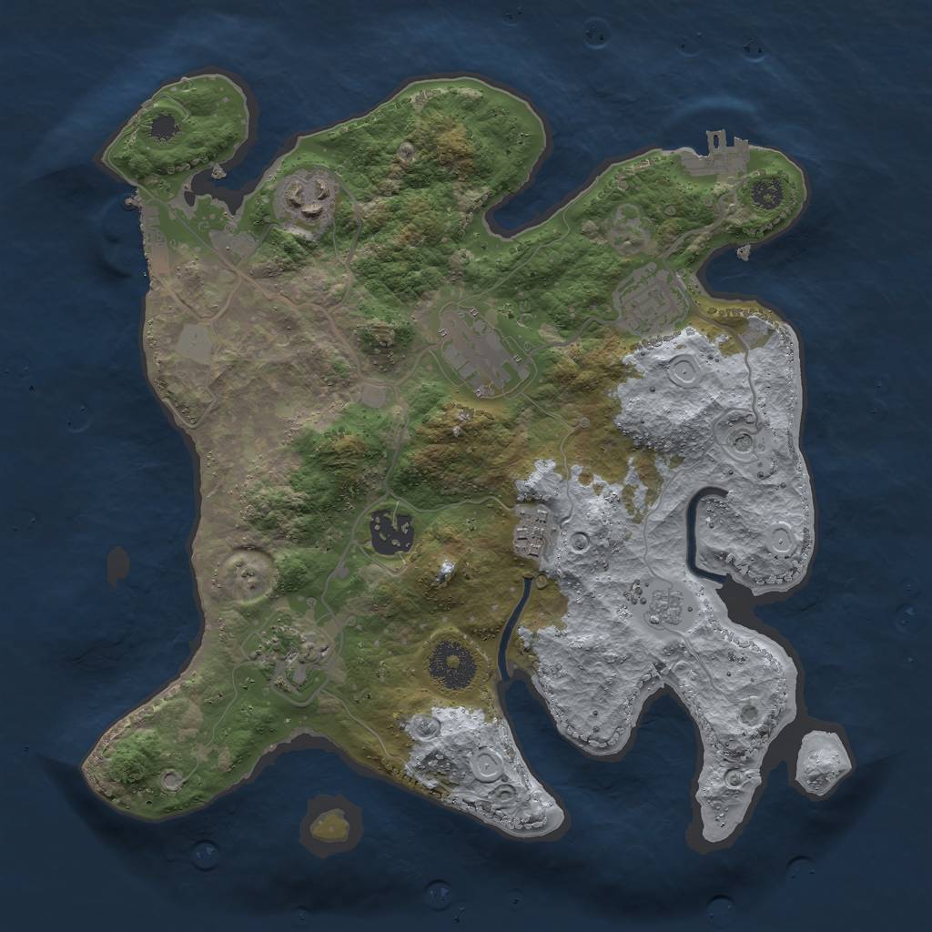 Rust Map: Procedural Map, Size: 3000, Seed: 491954, 13 Monuments