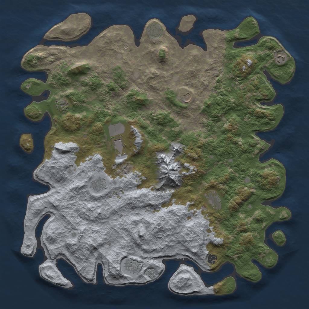 Rust Map: Barren, Size: 5000, Seed: 7894, 13 Monuments