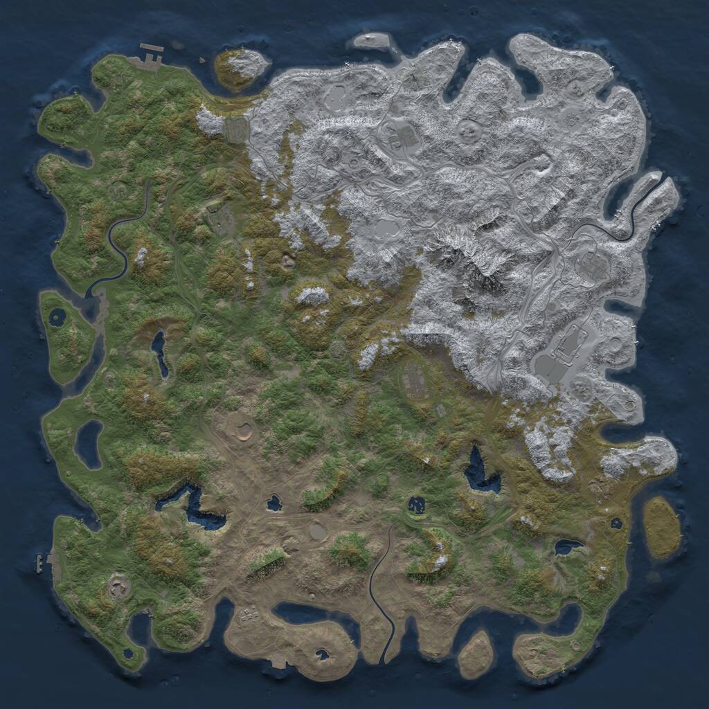 Rust Map: Procedural Map, Size: 6000, Seed: 738073021, 17 Monuments