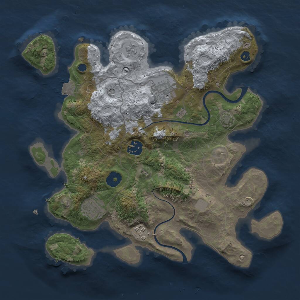 Rust Map: Procedural Map, Size: 3000, Seed: 422137, 8 Monuments