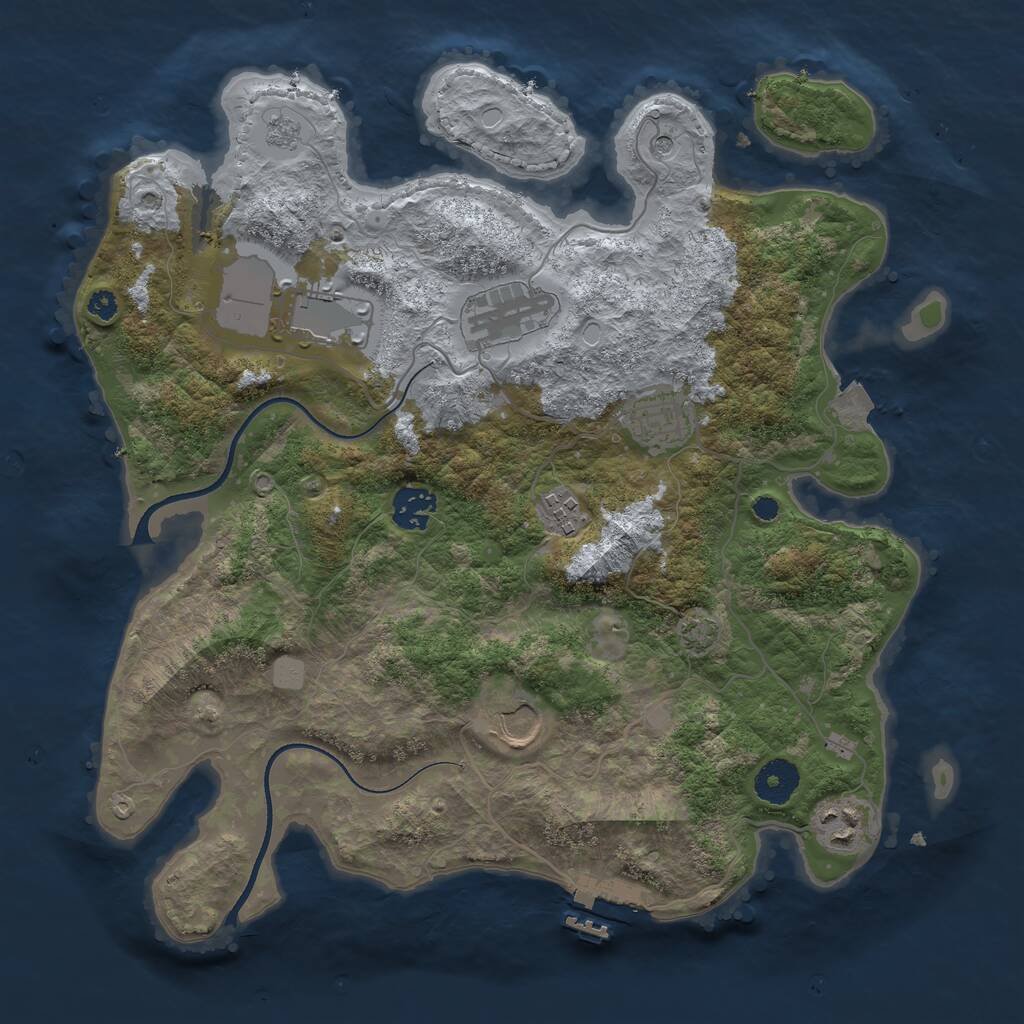 Rust Map: Procedural Map, Size: 3500, Seed: 45652111, 12 Monuments