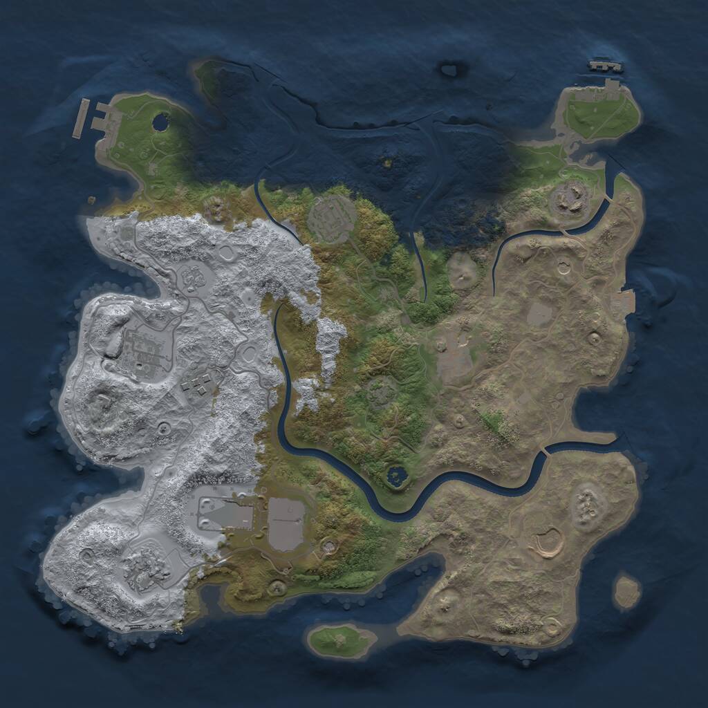 Rust Map: Procedural Map, Size: 3500, Seed: 80628884, 14 Monuments