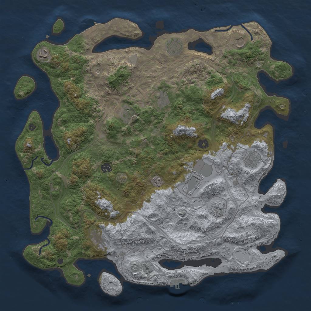 Rust Map: Procedural Map, Size: 4500, Seed: 975549, 18 Monuments