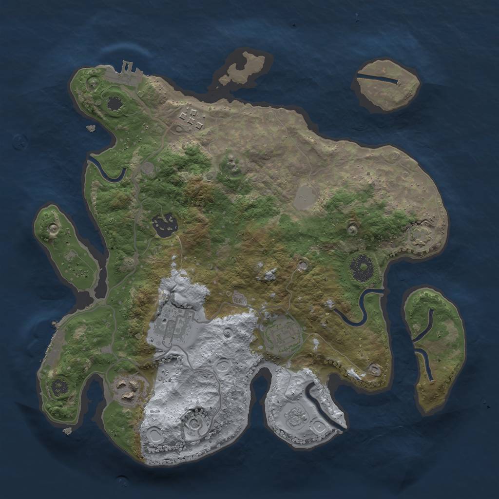 Rust Map: Procedural Map, Size: 3000, Seed: 758152, 13 Monuments