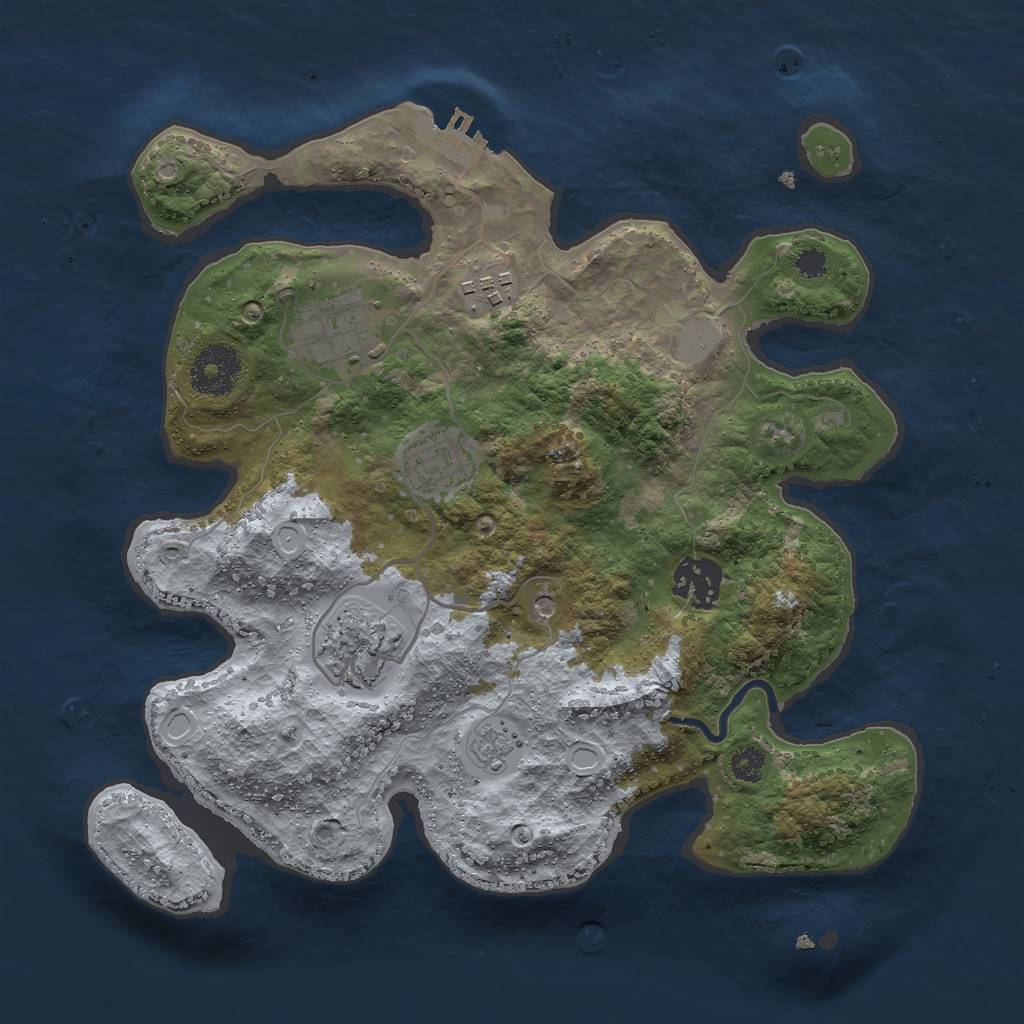 Rust Map: Procedural Map, Size: 3000, Seed: 849485, 11 Monuments
