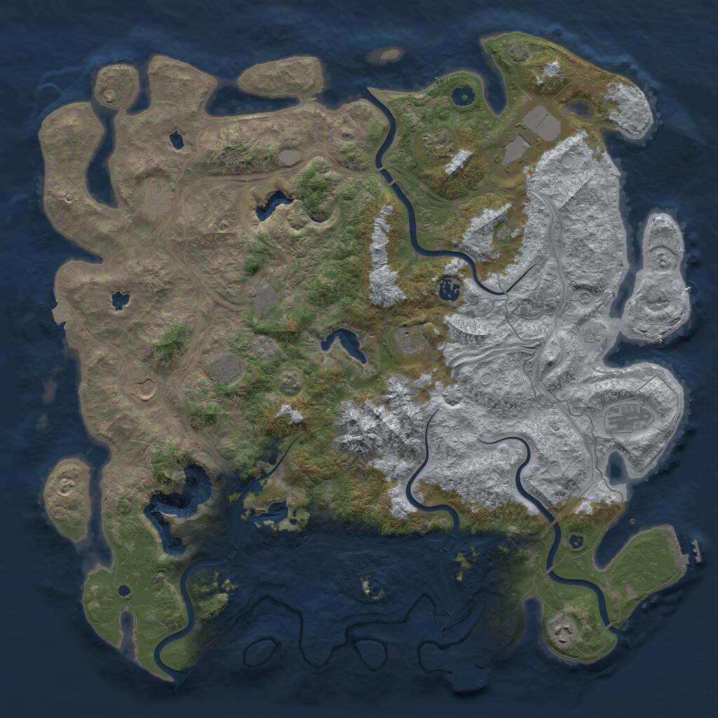 Rust Map: Procedural Map, Size: 5000, Seed: 1262017966, 17 Monuments