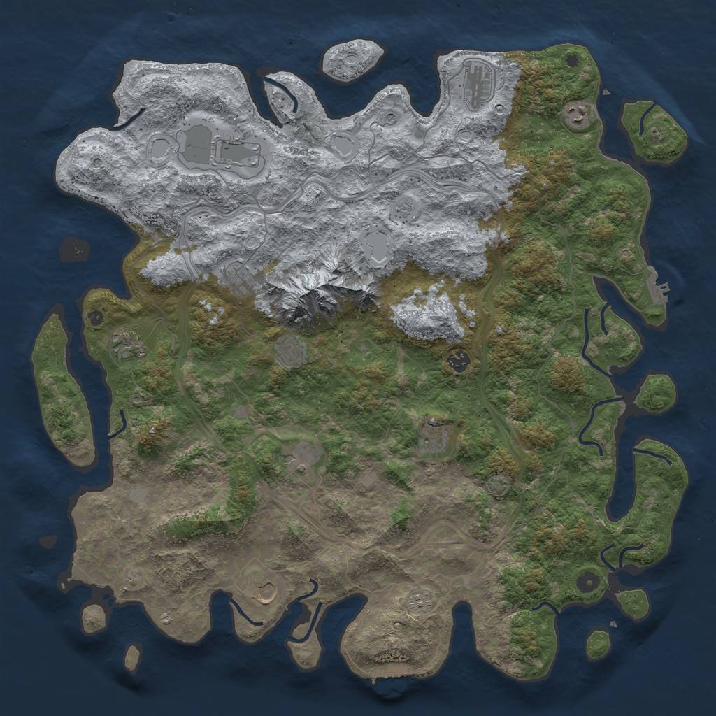 Rust Map: Procedural Map, Size: 5000, Seed: 1387316303, 19 Monuments