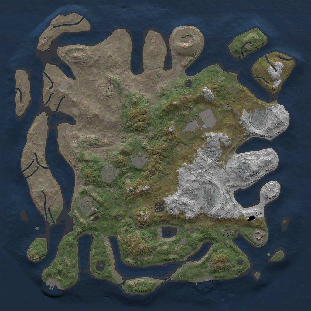 Rust Map: Procedural Map, Size: 4500, Seed: 1942538431, 19 Monuments