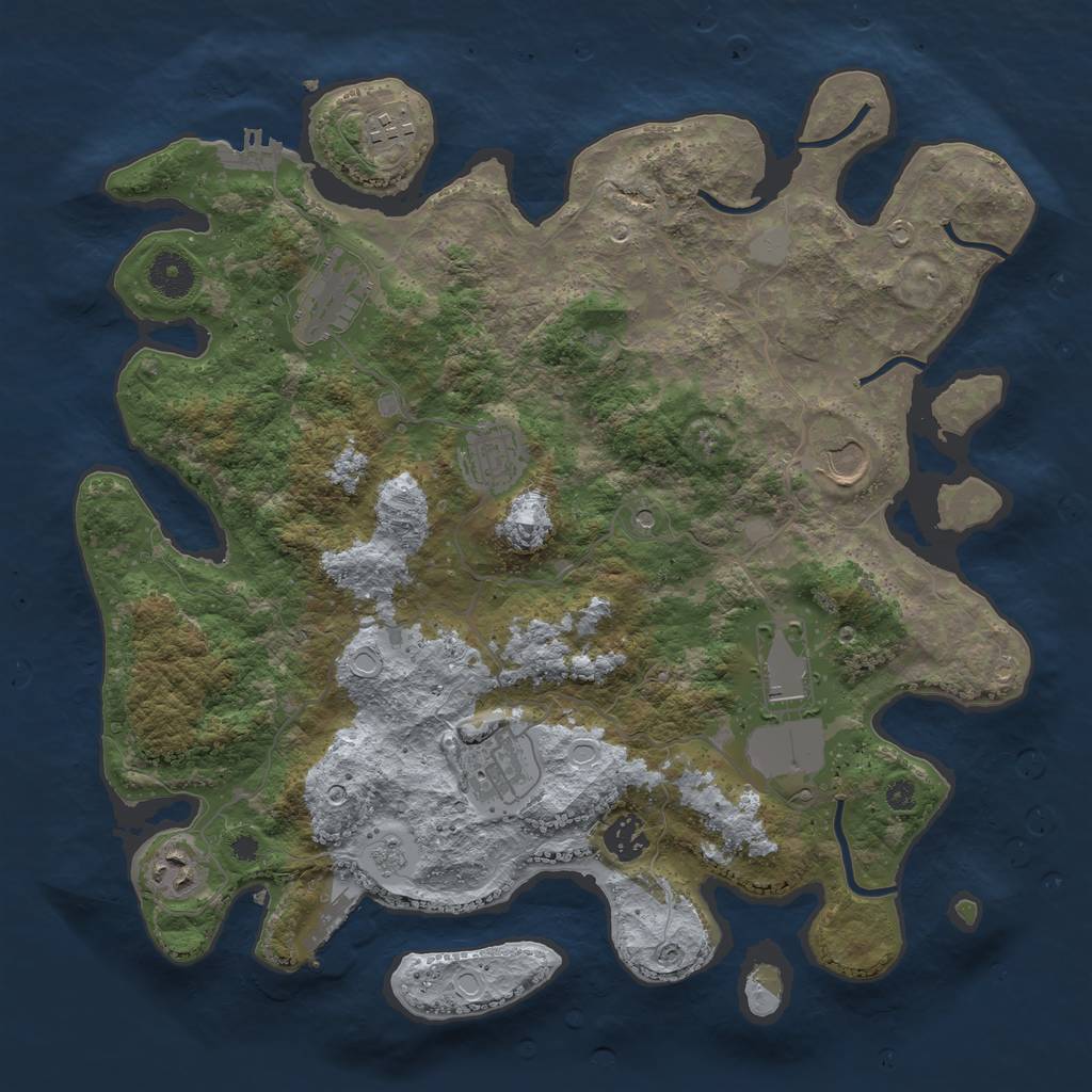 Rust Map: Procedural Map, Size: 3700, Seed: 660897005, 15 Monuments