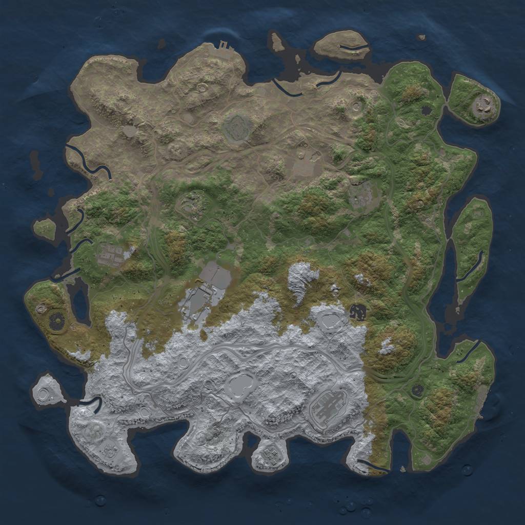 Rust Map: Procedural Map, Size: 4500, Seed: 873462, 17 Monuments