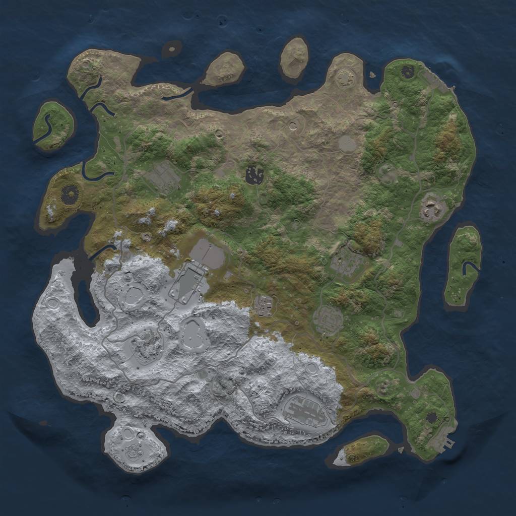 Rust Map: Procedural Map, Size: 4000, Seed: 631742105, 17 Monuments