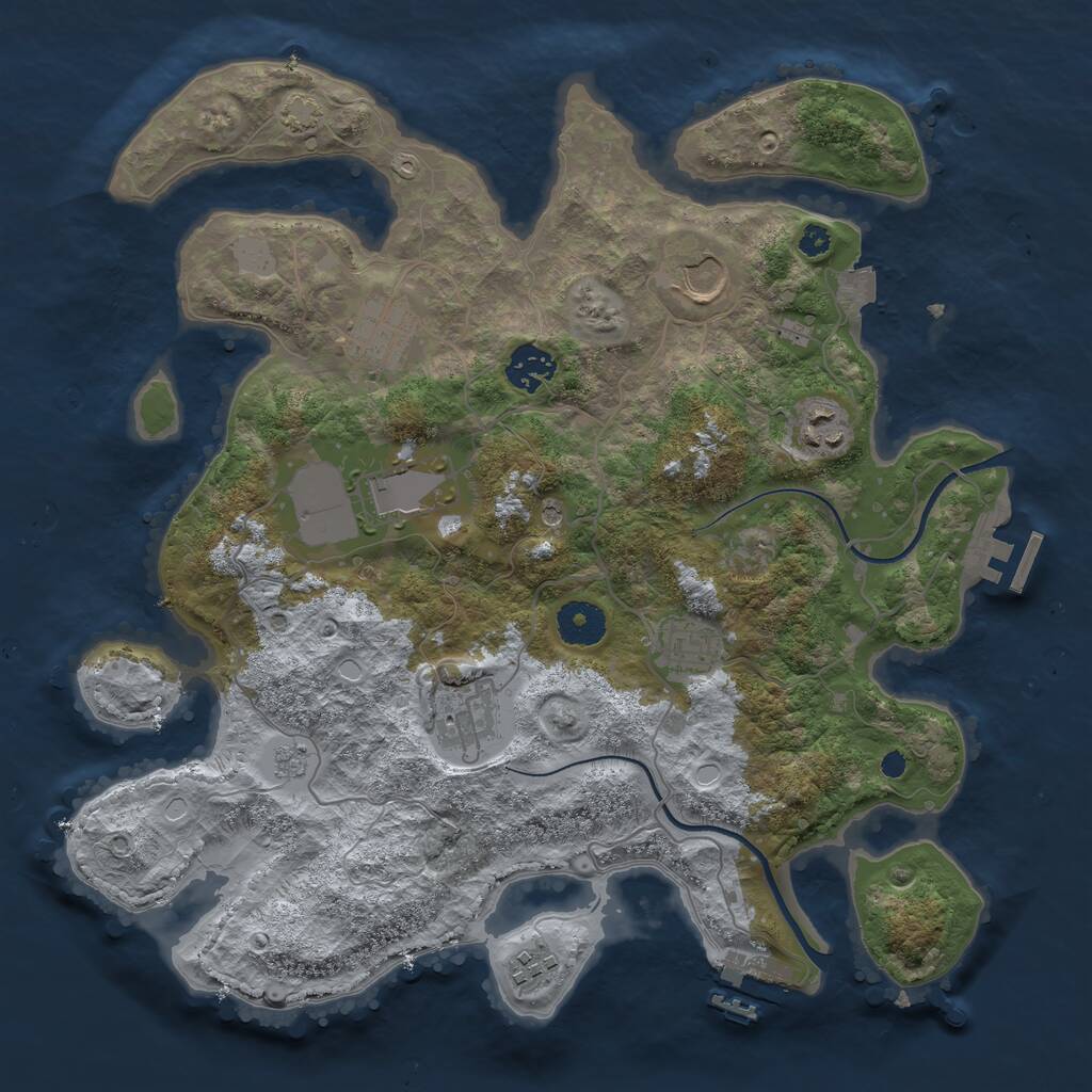 Rust Map: Procedural Map, Size: 3500, Seed: 1134807490, 14 Monuments