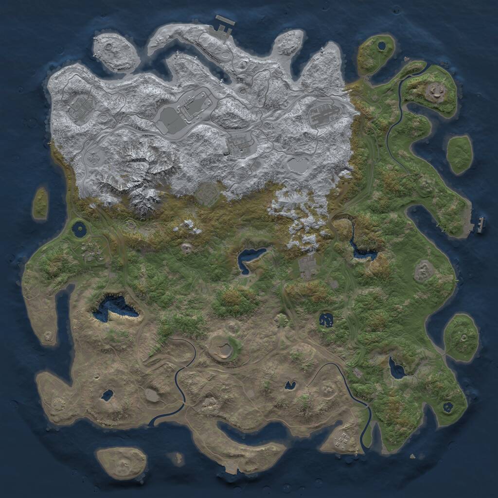 Rust Map: Procedural Map, Size: 5000, Seed: 2033719600, 17 Monuments